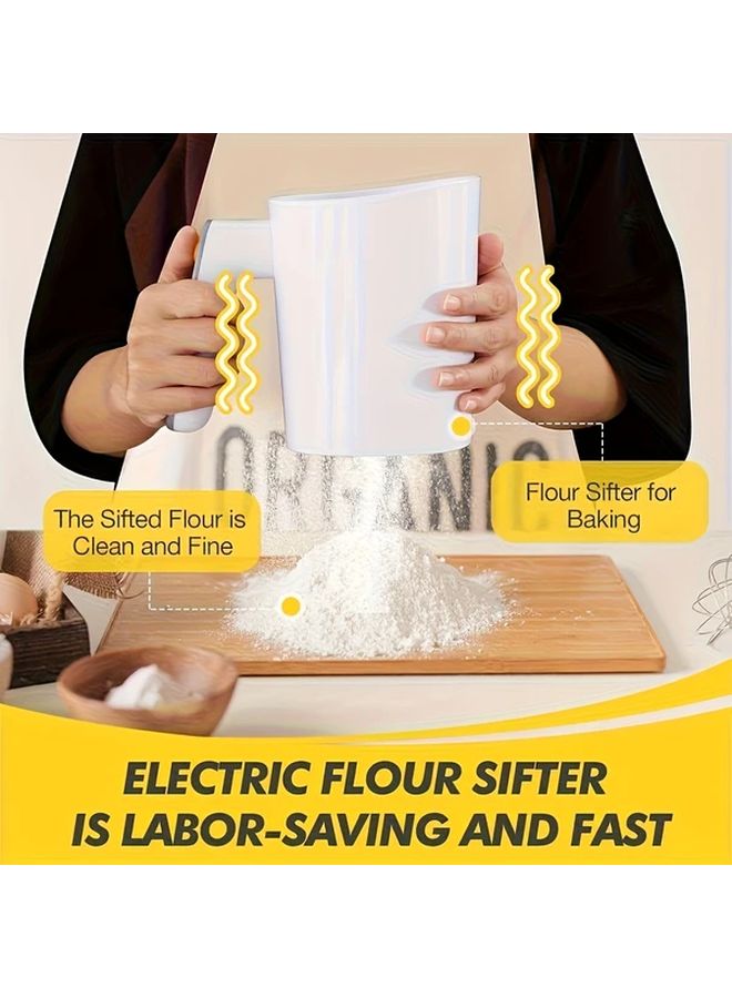 Electric Flour Sifter With Dough Scraper White 4 Cup Battery Operated Handheld - Image 5